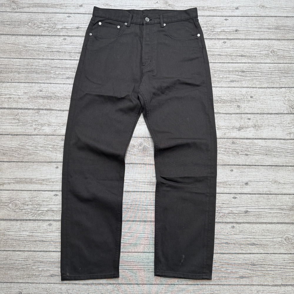 Arket Coast Pants Men's 32 Black Button Fly Straight Leg Canvas Utility Workwear